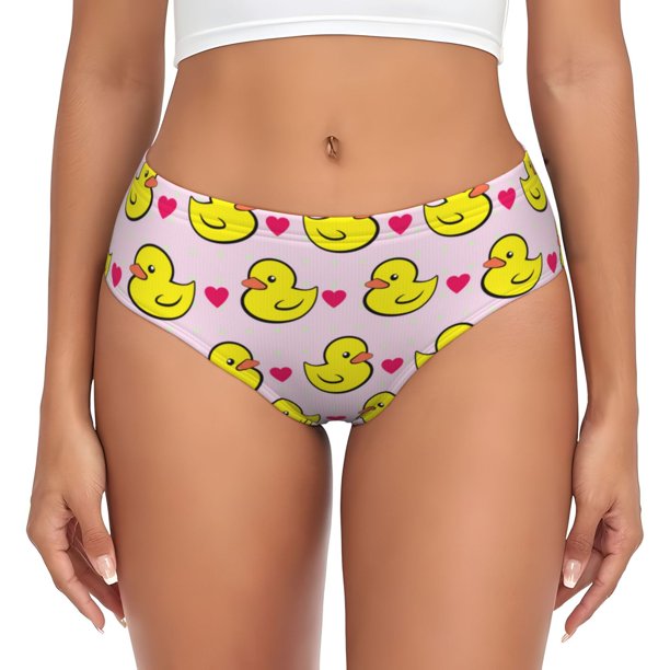 Fotbe Ducks And Pink Heart Calzones Estampados para Mujer – Ropa Interior de Algodón, Cómoda, Suave y Elástica-Small