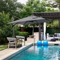 thumbnail image 2 of PURPLE LEAF 8'x8' Offset Cantilever Umbrella with 360° Rotation 7' High Outdoor Patio Umbrella with Weighted Base for Poolside, Deck, Garden Light Grey, 2 of 8