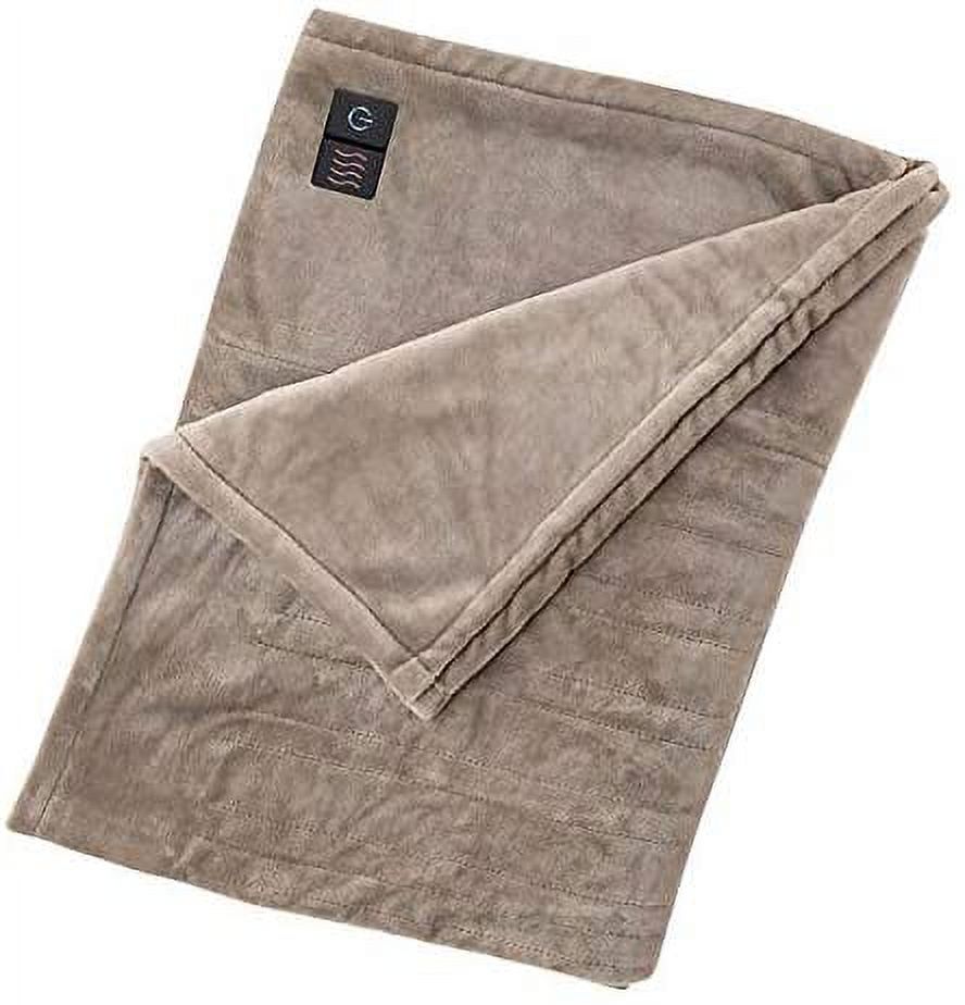 Brookstone Luxurious Electric Heated Throw 4-Heat Settings Easy One Touch  Built-in Remote (Beige) - Walmart.com