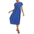 thumbnail image 4 of Vestido midi Zhyaj, holgado, túnica de verano, playa, con bolsillos, algodón, 4 of 7