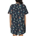 thumbnail image 6 of Fotbe Sailboat And Seagull Print Pajama Set for Women 2 Piece Loungewear Short Sleeve Tops and Shorts Set Soft Sleepwear-Medium, 6 of 7