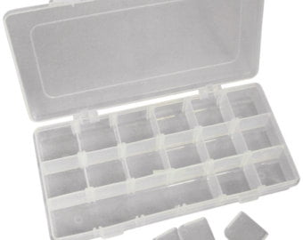 small clear plastic tackle box