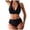Black, variant on Wamejoo Halter V Neck Push Up Swimsuit Padded High Waisted Ruched Bottom Two Piece Bikini Set Bathing Suit for Women (Black, XL)