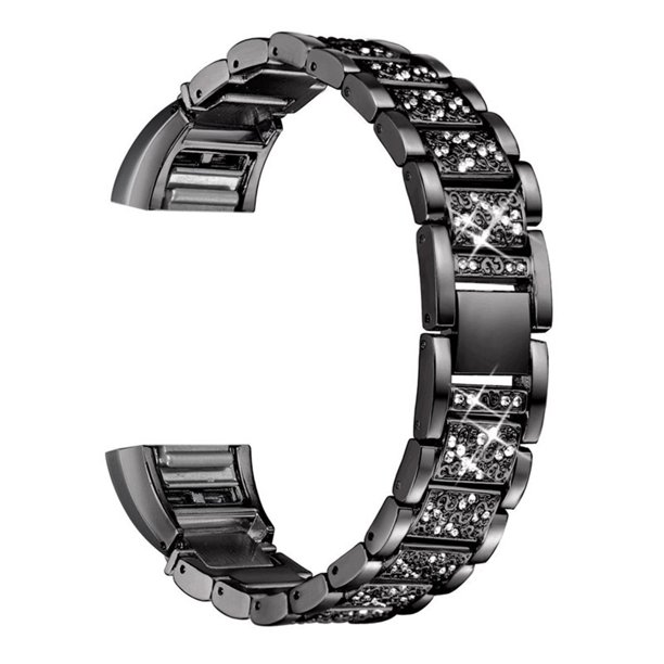Matsuzay correa de reloj de sólida de acero inoxidable, diamantes de imitación, Kit de reparación de correa de reloj, repuesto para Relojes inteligentes Negro
