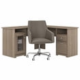 thumbnail image 1 of Bush Furniture 60W L Shaped Computer Desk with Mid Back Leather Box Chair Ash Gray, 1 of 7