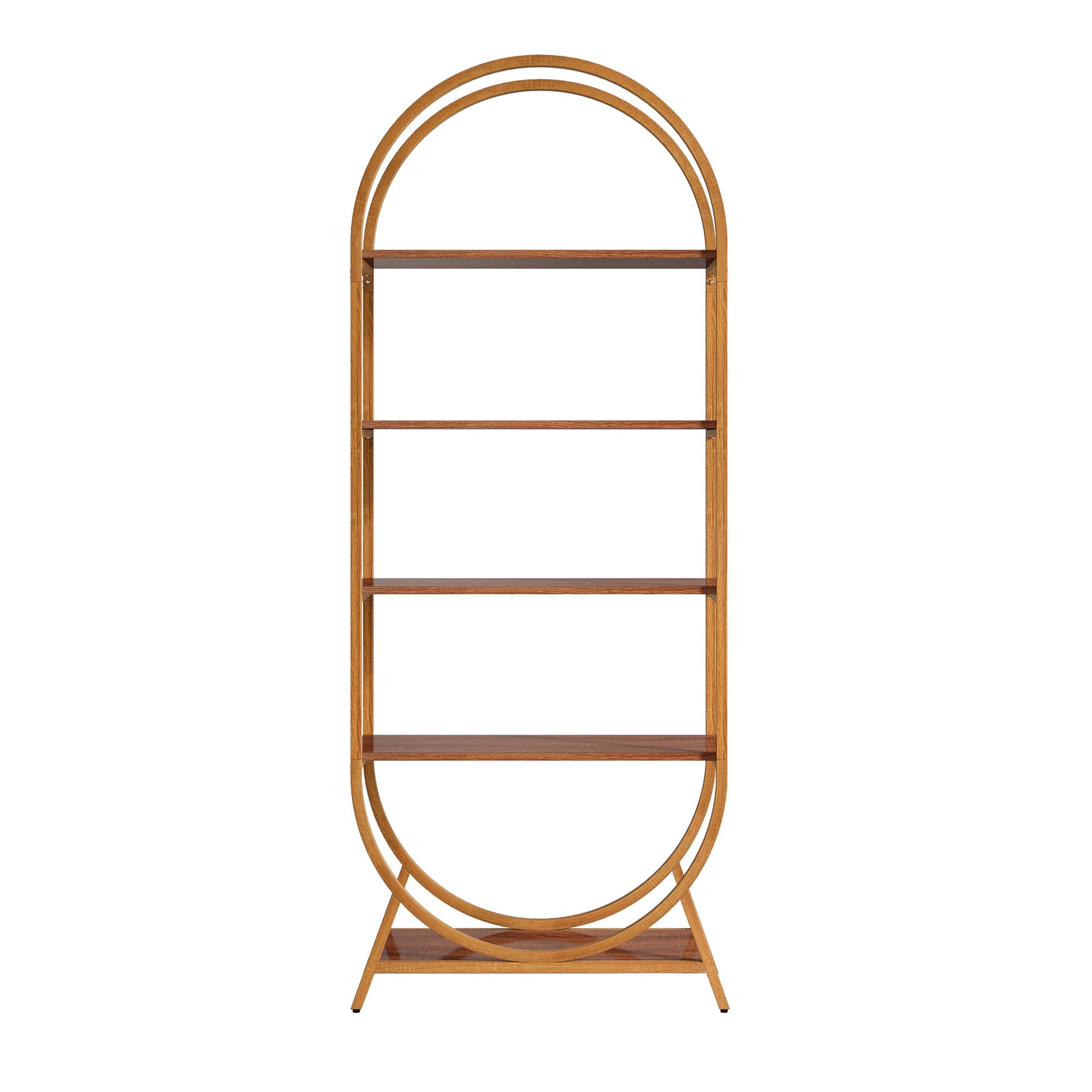 MAYEERTY Curved Top 5-Tier Open Arched Bookshelf, 70.8" Compact Storage Display Rack for Small Rooms