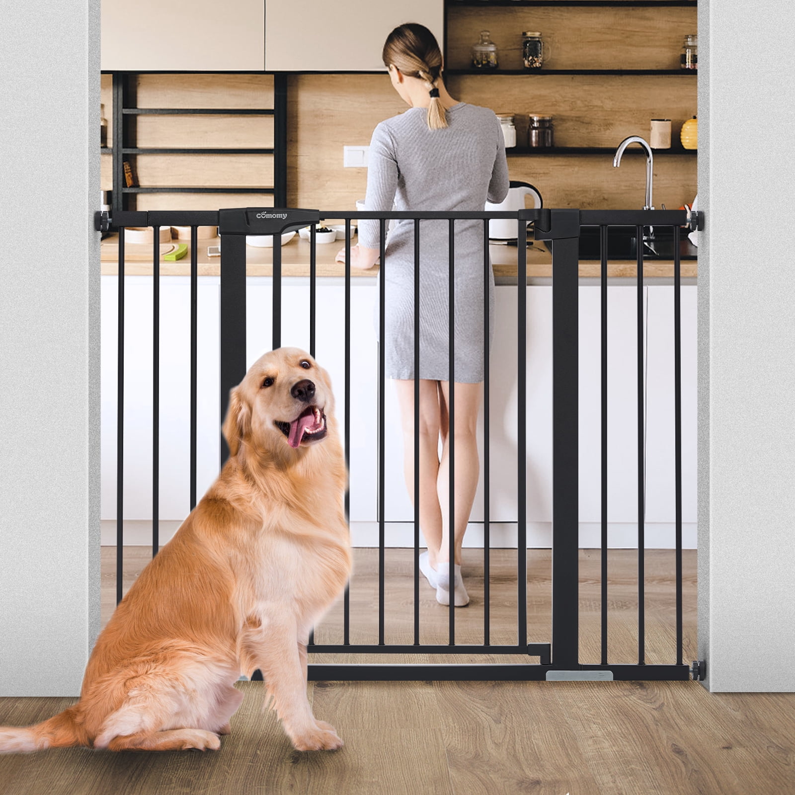 Extra Tall Walk Thru Safety Gate Baby Indoor Security Dog Pet Door Gates Fence 