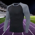 thumbnail image 2 of Awwp Mens Tops Men's Guard Long Sleeves Quick Drying Splice Compression Swim Shirts Round Neck Pullover T Shirt Grey S, 2 of 3