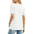 thumbnail image 5 of JWD Womens Shirts Casual V Neck Tshirts Puff Short Sleeve Summer Tops Tunic Blouses White M, 5 of 6