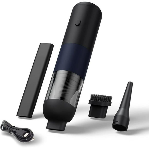 Mini aspiradora portátil, pequeña aspiradora de mano inalámbrica USB recargable, destructor de polvo y soplador 2 en 1 (negro azul)