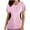 Pink, variant on Fesfesfes Yoga Clothes Women's Fashion Short Sleeve V-Neck Tops Working Uniform Printing Pocket Blouse Tops T Shirt 8(L)