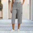thumbnail image 2 of BCSIOAOI Capri Pants for Women,High Waisted Straight Wide Leg Cargo Cropped Pants Gray 2xl, 2 of 8