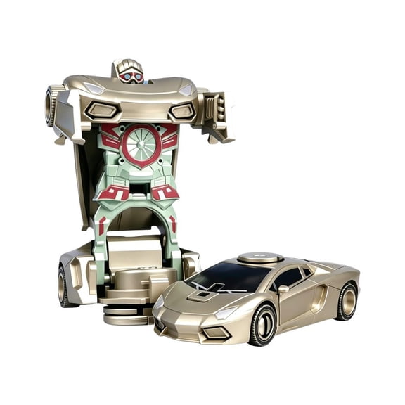 Agiufgs Transforming Car Robot Fidget, Transforms From Speedster to Robot High-Speed, for Stress Relief Focus, Gold
