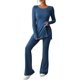 thumbnail image 3 of Conjunto de sudadera de dos piezas para mujer, suéter de cuello redondo delgado de manga larga, conjunto de pantalones cómodos superiores, otoño 2023, 3 of 5