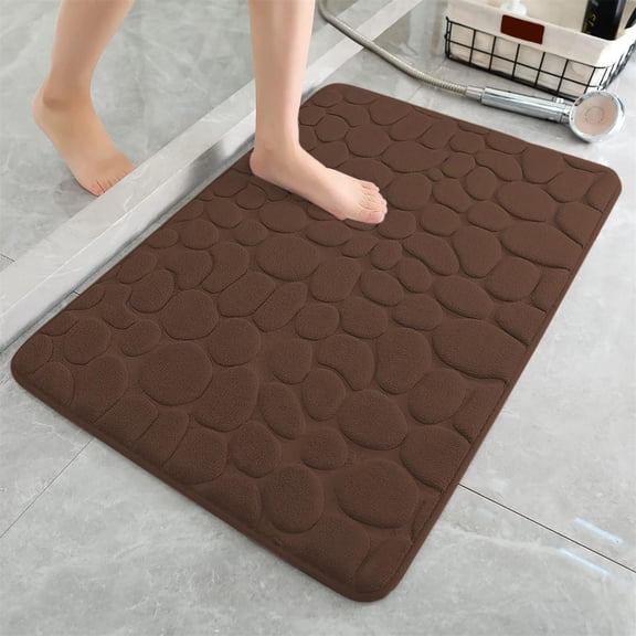 Dongrere Memory Foam Bath Mat Absorbent Bathroom Rug, Non-Slip Comfortable Bath Mat for Bathroom Shower, 31.5x20 Inch, Brown