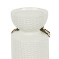 thumbnail image 6 of DecMode 2 Candle White Ceramic Leaf Candle Holder with Abstract Spotted Pattern and Gold Accents, Set of 2, 6 of 11