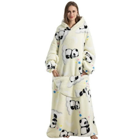 

Bathrobe for Women Family Dress Printed Pullover Dress Long Sleeve Hooded Homestays Family Dress Pajamas Nightgown White on Clearance