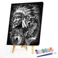 thumbnail image 2 of Kit de pintura al óleo de indios y lobos de dibujo por números, cuadro sin marco, decoración de pared FLhrweasw Nuevo, 2 of 9