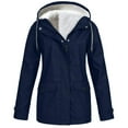 thumbnail image 1 of Women's Plus Size Solid Hooded Raincoat Outdoor Windproof Thickened Jacket Coat for Cold Weather, 1 of 5