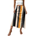 thumbnail image 5 of High Waisted Striped Maxi Skirt, Casual Flowy Side Slit Long Skirt with Pockets, Elastic Waist Drawstring Summer Beach Bottoms, 5 of 6