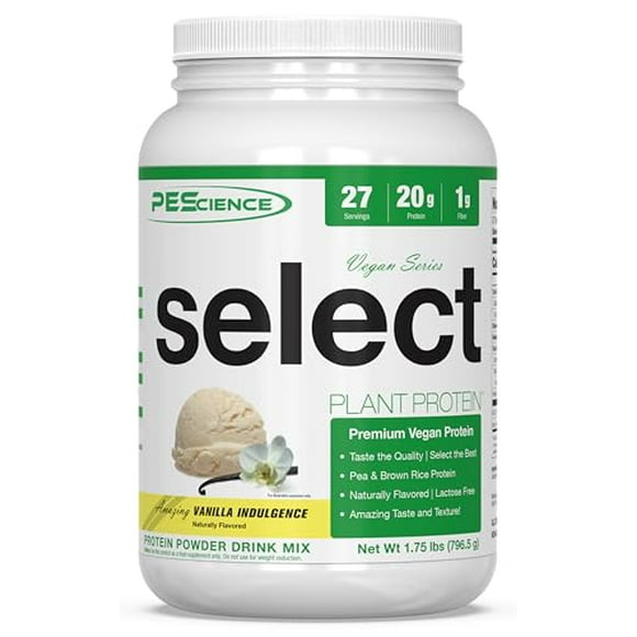 PEScience Select Vegan Plant Based Protein Powder, Vanilla, 27 Serving, Premium Pea and Brown Rice Blend