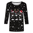 thumbnail image 4 of 3/4 Length Sleeve Womens Christmas Tops Casual Loose Fit Crewneck T Shirts Cute Xmas Santa Claus Graphic Tees, 4 of 5
