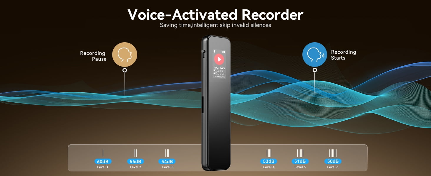 Digital Voice Recorder-68GB Voice Activated Recorder with Playback,Ultra-Thin Tape Audio Recorder,Portable Recording Devices for School College Lecture with Password