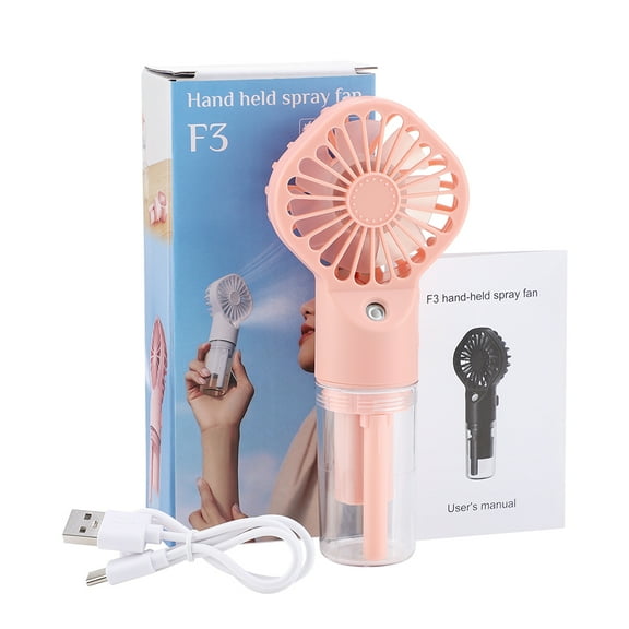 Misting Fan Portable Fan with Mist,Small Handheld Fan Rechargeable Fan,Water Spray Hand Held Fan Battery Operated,Mister Hand Fan Cooling Personal Fan,Travel Indoor Outdoor Women Kids, Pink