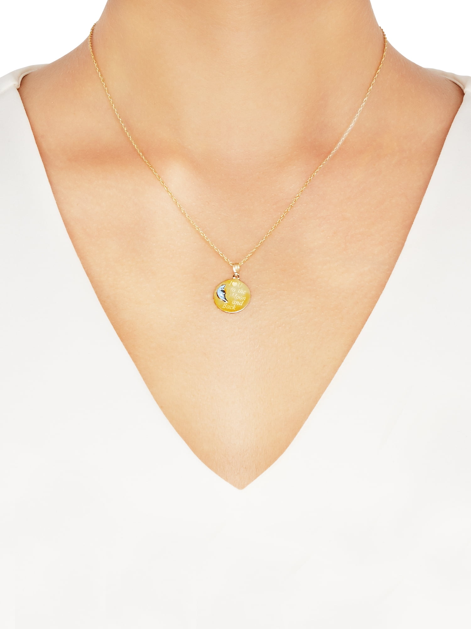 Brilliance Fine Jewelry 10K Gold Round Moon Disk with "I Love You To The Moon and Back" Pendant on 18" Gold Filled Chain  (图5)