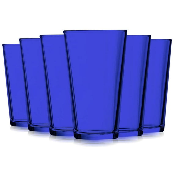 TableTop King 16 oz Mixing Glasses, Round Style, Full Accent, Cobalt Blue, Set of 6