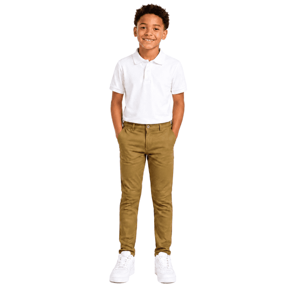 Access Boy's School Uniform Stretch Pants (DK Khaki, 4) ASU025