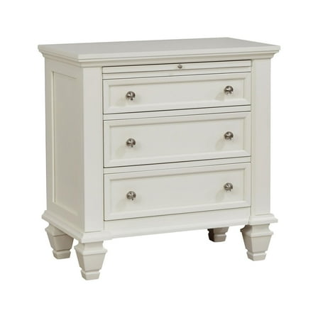 Newboti Furniture Cream White 3-drawer Nightstand with Pull Out Tray 24105