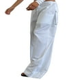 thumbnail image 4 of Womens Casual Wide Leg Pants Drawstring Low Waist Solid Color Summer Trousers with Pockets, 4 of 6