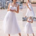 thumbnail image 2 of Moda mujer elegante sexy casual sin mangas honda correa color puro vestido de falda media Pompotops  qwe12590, 2 of 9