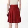 thumbnail image 3 of Womens Stretchy Pleated Midi Skirt Comfort High Waist Cheerleader School Uniform Skirt for Teen Girls, 3 of 6