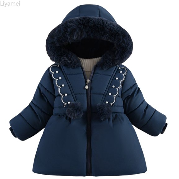 Liyamei Girls Hooded Padded Jacket with Zipper for Winter Warm Stylish Coat