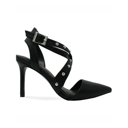 CHARLES BY CHARLES DAVID Womens Black Adjustable Ankle Strap Studded Strappy Vladimir Pointed Toe Stiletto Buckle Pumps Shoes 6 M
