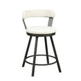 thumbnail image 3 of White Faux Leather Upholstered Counter Height Chairs Set of 2 Dark Gray Metal Frame Dining Furniture, 3 of 5