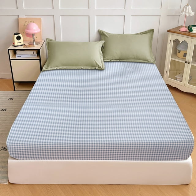 COM1950s Queen Size Fitted Sheet, Soft Washable Bed Cover with Solid Color Design, Easy Care Colorfast Fabric for Comfortable Sleep, Perfect Fit Mattress Protector