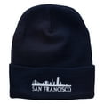 thumbnail image 5 of San Francisco Skyline Embroidered Cuffed Long Beanie - Navy OSFM, 5 of 5