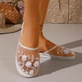 thumbnail image 2 of PMVFHDE Embroidered Mesh Slippers Women Boxy Mule Flat On Shoes Indoor Comfort Breathable Casual Sandals White - 7, 2 of 8