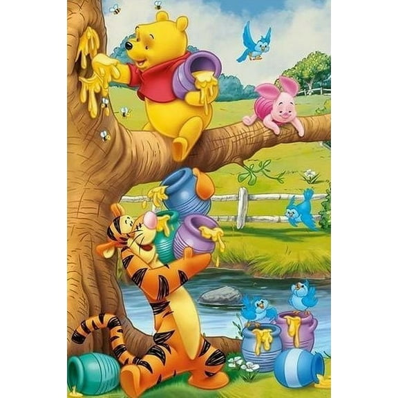 5D DIY Diamond Painting Kits for Adults,Round Full Drill Resin Beads Diamond Dots Art Craft Set,Winnie-the-Pooh,12x16inch