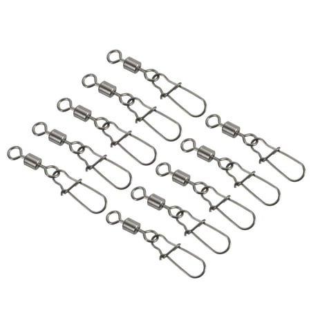 61LBS Stainless Steel Fishing Rolling Swivel with Coastlock Snap Black 20 Pack