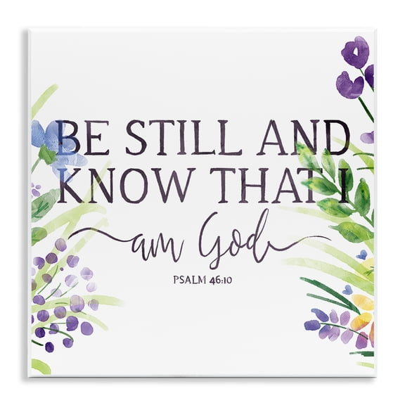 Stupell Industries Shabby Chic Be Still Faith Based Purple Florals Wall Plaque Art, 12 x 12, by OnRei