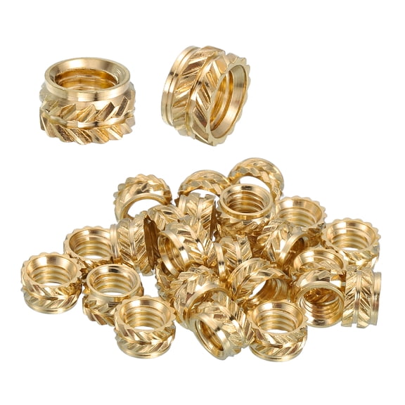 Uxcell Heat Set Threaded Inserts, 28 Pcs M5 x 4mm L x 7mm OD Pure Brass Metric Knurled Nuts Female Threaded Inserts Embedment Nut for 3D Printing Components and Plastic Materials