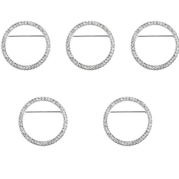 Guardurnaity Broche hueco de moda de 5 piezas, chal de diamantes de imitación, broches antiligeros, hebilla para suéter, abrigo, decoración de ropa Accesorios de disfraces Plata L Guardurnaity AP018533-01