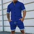 thumbnail image 2 of RYRJJ Men's 2 Pieces Shirts Set Summer Casual Short Sleeve Button-Down Golf Shirts and Shorts Hippie Holiday Beach Outfits(Blue,XL), 2 of 6