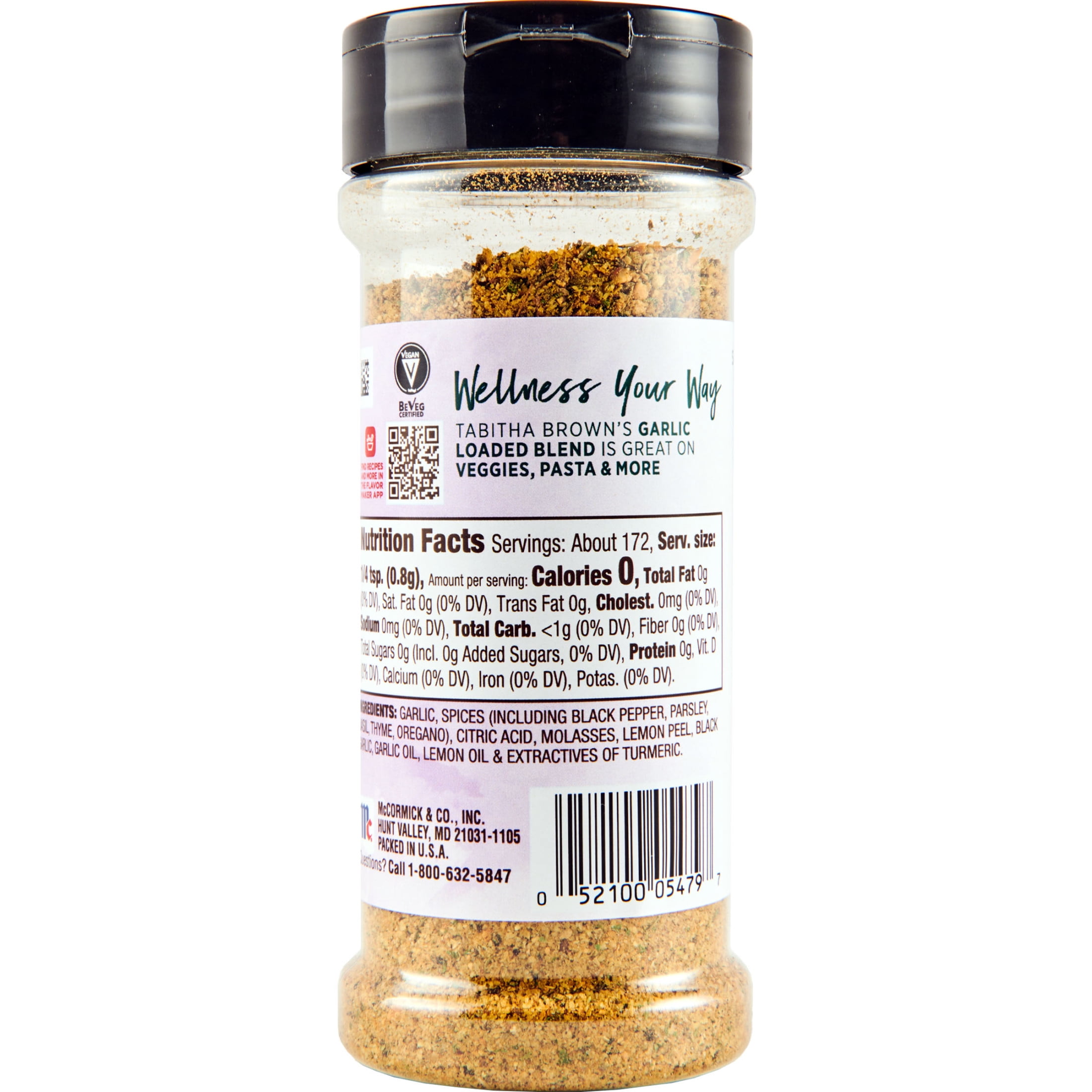 McCormick Salt Free Very Good Garlic by Tabitha Brown All Purpose Seasoning, 4.87 oz Bottle