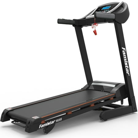 3.25HP Portable Folding Electric Treadmill, Famistar 9028S Auto Incline Treadmill Exercise Running Machine w/ 15 Levels Power Incline, Built-in MP3 Speaker, Up to 9MPH Speed, Free Knee Strap Gift