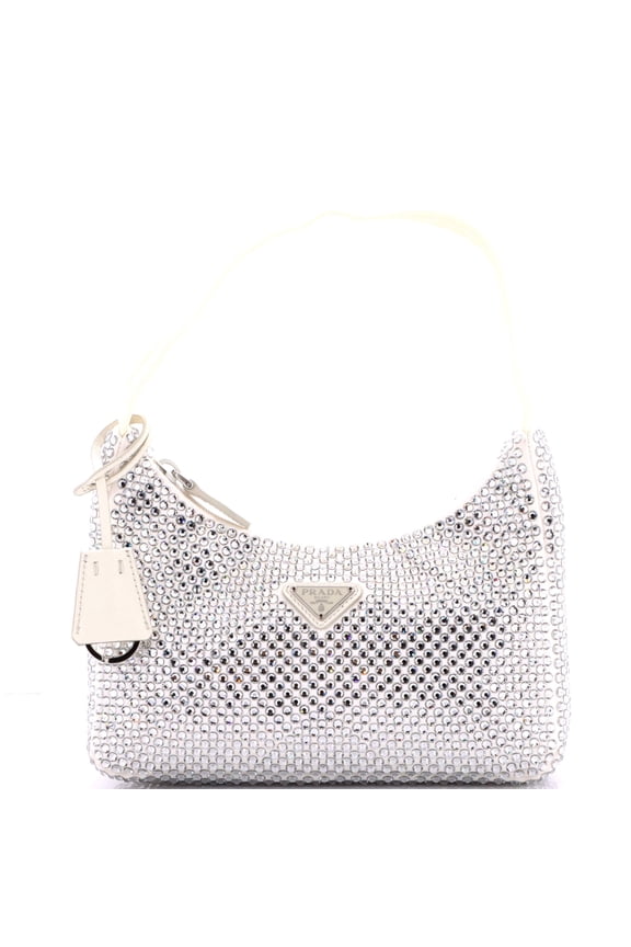 Pre-Owned Re-Edition 2000 Hobo Crystal Embellished Satin Mini By Rebag